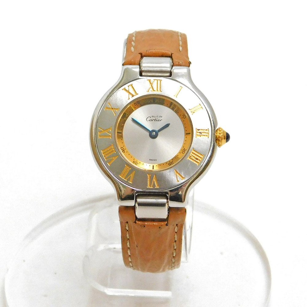 Rare! Cartier Caramel Strap Gold Plated Watch
